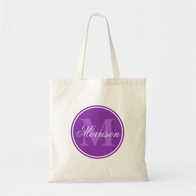 Purple Prestige Monogram Tote Bag (Front)