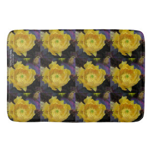 Purple prickly pear opuntia cactus yellow flowers bath mat