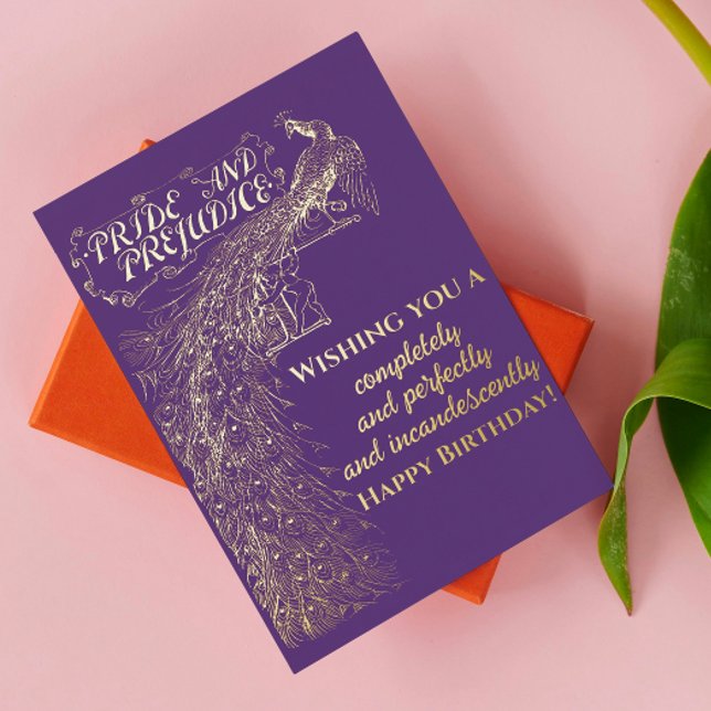Purple Pride and Prejudice Happy Birthday Foil Holiday Postcard (Creator Uploaded)