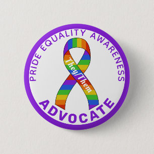 Purple Pride Equality Awareness White Button