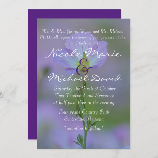 Purple Primrose Invitation (Front/Back)