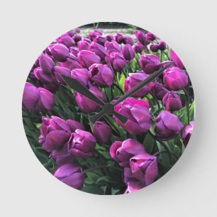 Purple Prince Tulips Round Clock