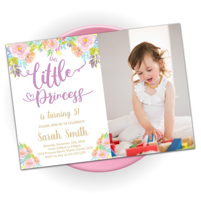 Purple Princess Birthday Invitations with photo (Creator Uploaded)