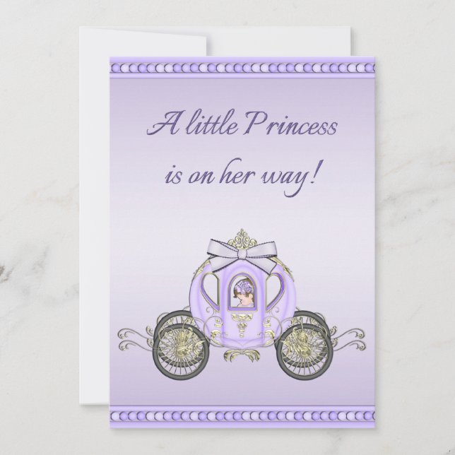 Purple Princess Coach Girls Baby Shower Invitation (Front)