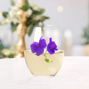 Purple Princess Flower Floral Stemless Wine Glass