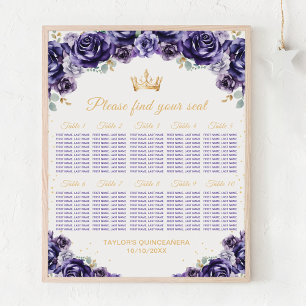 Purple Princess Quinceañera 10 Table Seating Chart