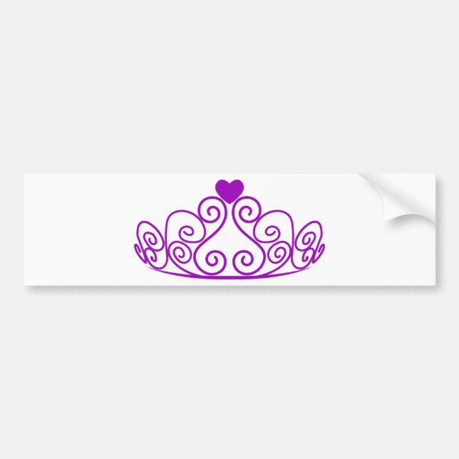 PURPLE PRINCESS TIARA GRAPHIC CROWN CUSTOMIZABLE BUMPER STICKER (Front)