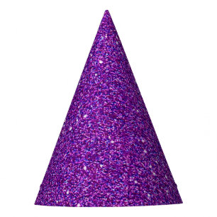 Purple Printed Glitter Noon Year's Eve Family Party Hat