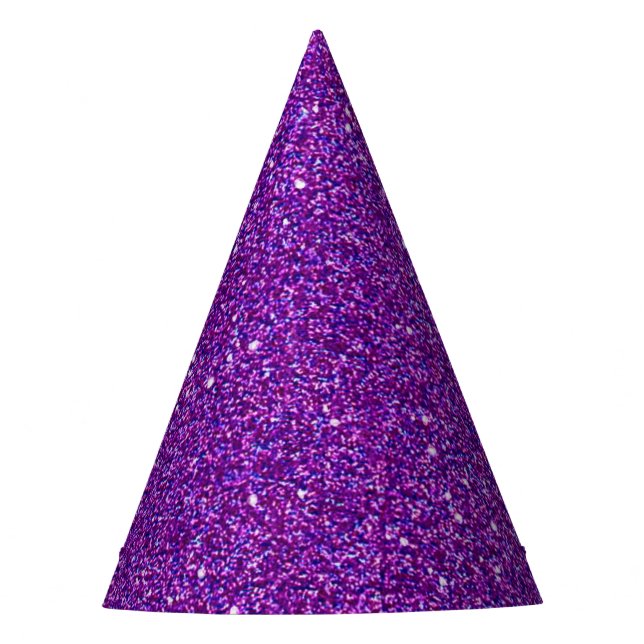 Purple Printed Glitter Noon Year's Eve Family  Party Hat (Front)