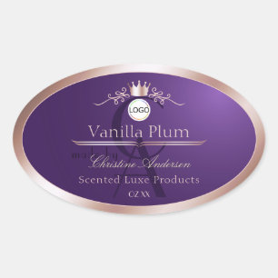 Purple Product Label Rose Gold Frame Logo Monogram