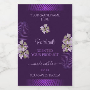 Purple Product Labels Hawaii Flowers Palm Leaves
