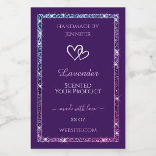 Purple Product Packaging Labels with Glitter Stars