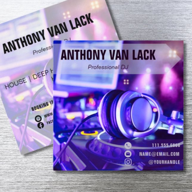 Purple Professional DJ  Square Business Card (Creator Uploaded)