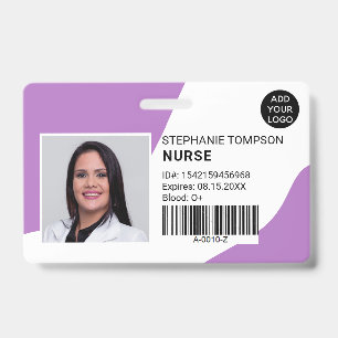 Purple professional nurse photo logo code ID badge
