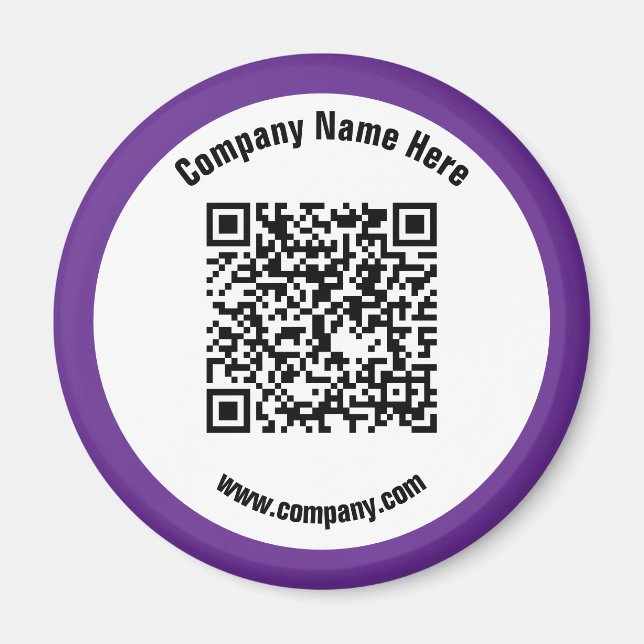 Purple Promotional Business Name QR Code Magnet (Front)