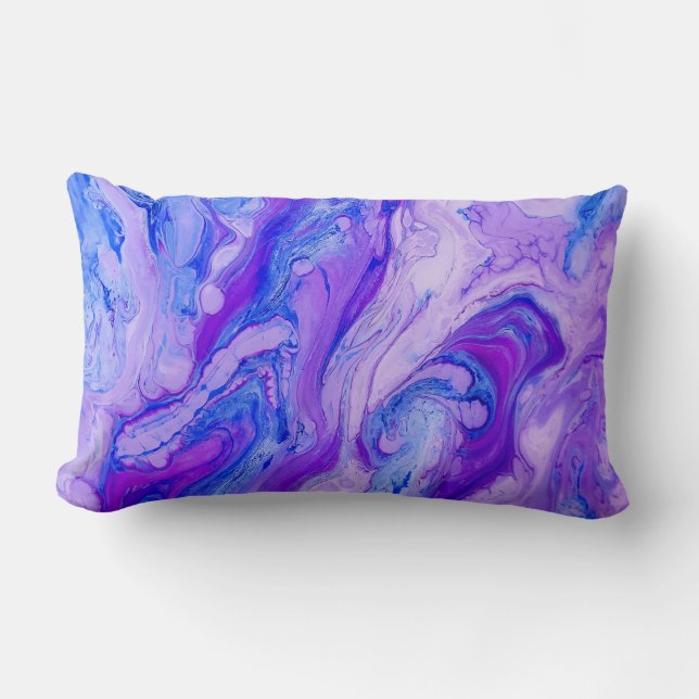 purple psychedelic liquid lumbar cushion (Front)