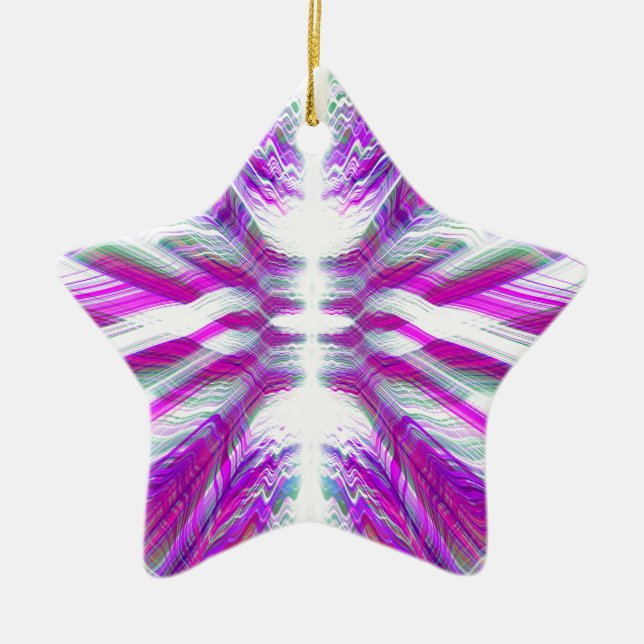 Purple psychedelic pattern ceramic tree decoration (Front)
