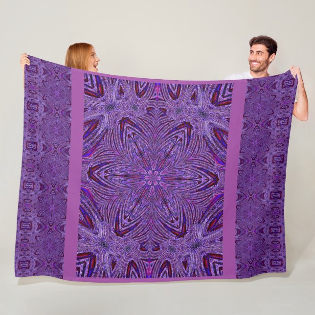Purple Psychedelic Trip Flower Fleece Blanket (In Situ)