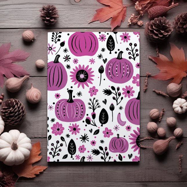 Purple pumpkin and fall flower Thanksgiving Invitation (Creator Uploaded)