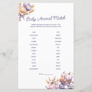 Purple Pumpkin Baby Animal Match Baby Shower Game