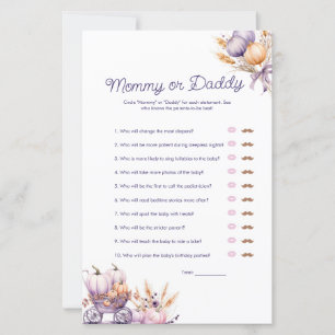 Purple Pumpkin Mummy or Daddy Baby Shower Game