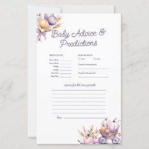 Purple Pumpkin Prediction Advice Baby Shower Game
