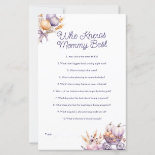 Purple Pumpkin Who Knows Mum Best Baby Shower Game