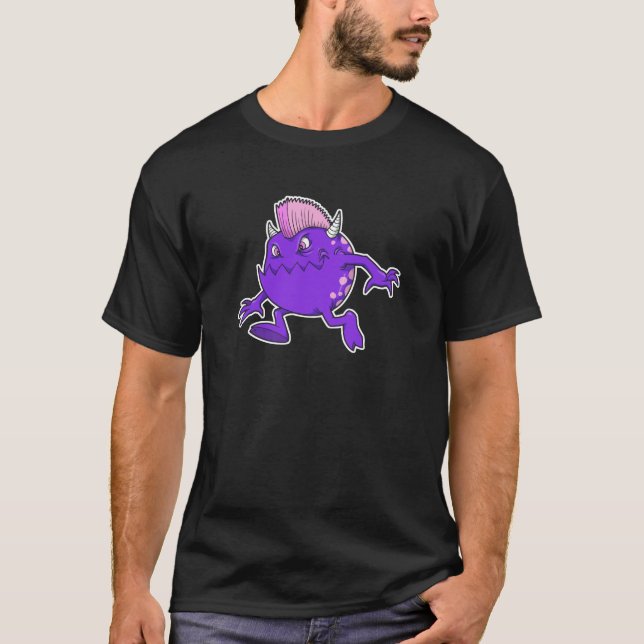 purple punk devil mohawk monster T-Shirt (Front)