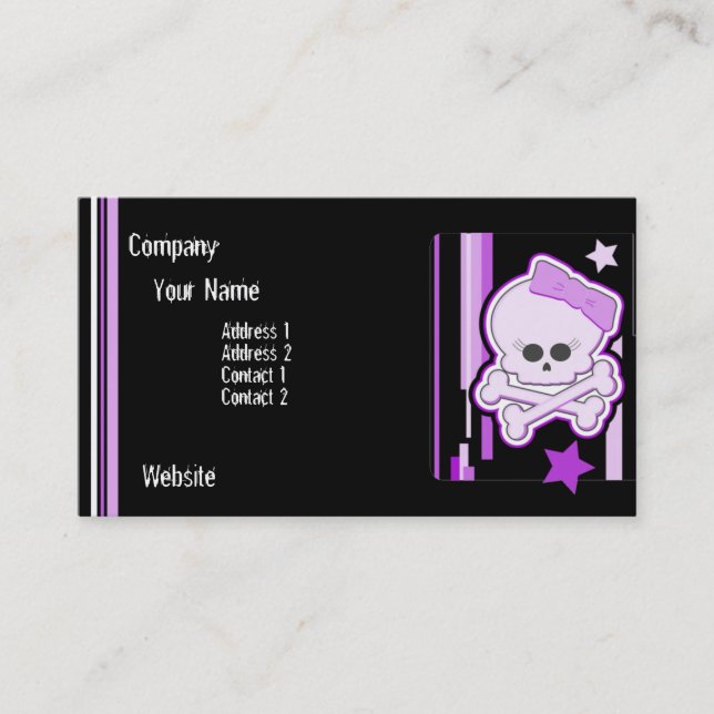 Purple Punk Skull Business Card (Front)