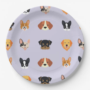 Purple Puppies Dog Birthday Let's Pawty Paper Plate