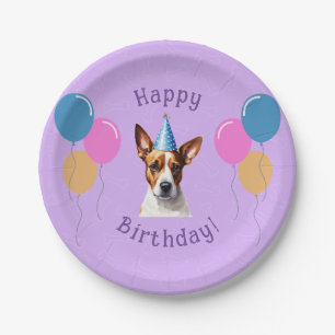 Purple Puppy Dog Birthday Paw-ty Paper Plate