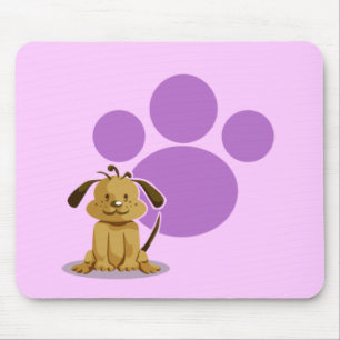 Purple Puppy Paw Mouse Pad