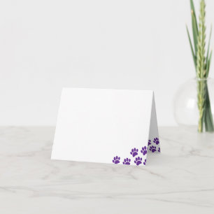 Purple Puppy Paw Prints Blank Note Card