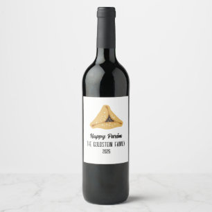 Purple Purim Hamentahsen Family Name Favour Bags Wine Label