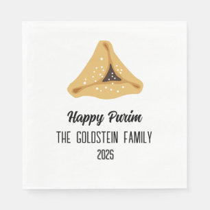 Purple Purim Hamentashen Family Name Napkin