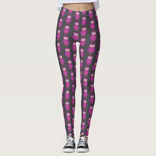 Purple & Purple Owl  Leggings (Front)