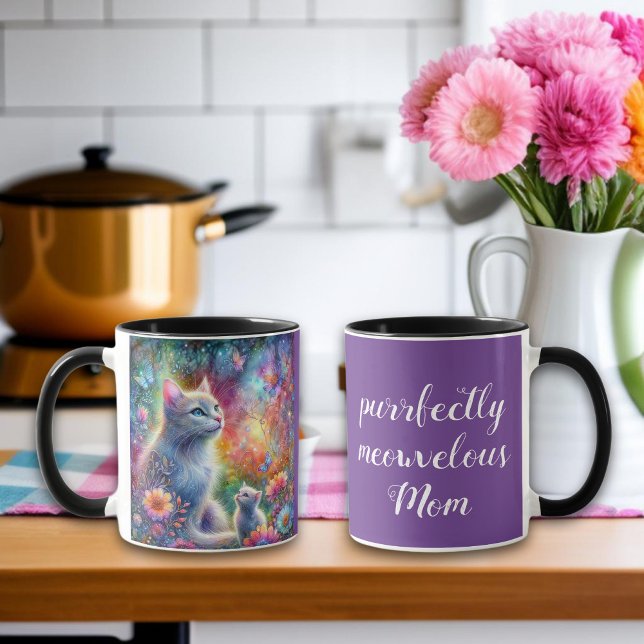 Purple Purrfectly Meowvelous Mum Cat Mother's Day  Mug (Creator Uploaded)