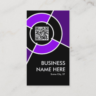purple QR code and logo target Business Card