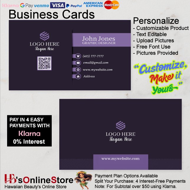 Purple QR Code Business Cards 23 Pack of 100 (Purple QR Code Business Cards 23 Pack of 100.)