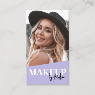Purple QR Code Photo Makeup Vertical Business Card
