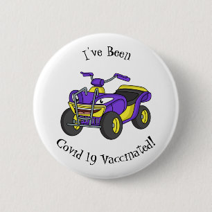 Purple Quad bike cartoon illustration 6 Cm Round Badge