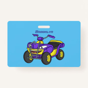 Purple Quad bike cartoon illustration ID Badge