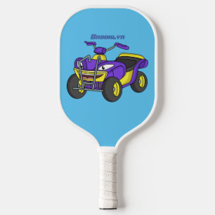 Purple Quad bike cartoon illustration Pickleball Paddle
