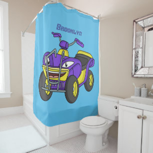 Purple Quad bike cartoon illustration  Shower Curtain