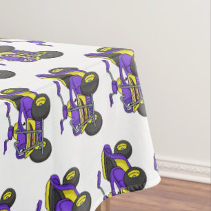 Purple Quad bike cartoon illustration Tablecloth
