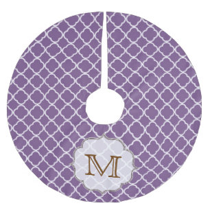 Purple Quarterfoil Monogram Initial Tree Skirt
