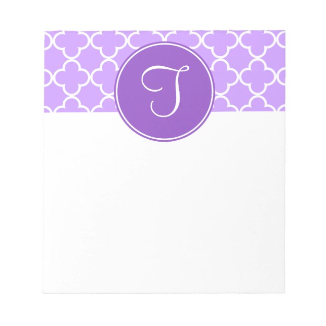 Purple Quatrefoil Monogram Notepad (Front)
