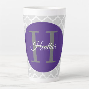 Purple Quatrefoil Personalised Latte Mug