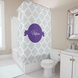 Purple Quatrefoil Personalised Shower Curtain
