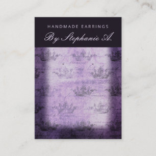 Purple Queen Crown Handmade Earring Display Business Card